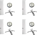 Feather Flag Telescoping fibre glass Hardware 14ft fibreglass Carbon fibre Flexible Pole tip Kits with Cross-Base and Weight-Donut Hardware Only. (Pack 4)