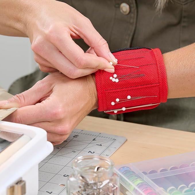 MagSnap Magnetic Wristband by Wrap-It Storage - Red - Great Gift for Dad Tool Belt and Screw Holder