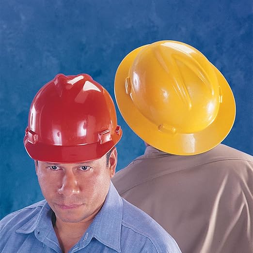MSA 489368 V-Gard Cap Style Safety Hard Hat With Fas-Trac III Ratchet Suspension | Polyethylene Shell, Superior Impact Protection, Self Adjusting Crown Straps - Small Size in Hi-Viz Orange