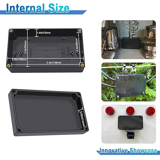 Project Box Junction Box IP67 Waterproof, Nineleaf ABS Plastic Junction Box, DIY Electrical Project Universal Power Enclosure, 6.1x3.5x2.3Inch(157X88.5X60mm) for Exterior, Black 1 Pack
