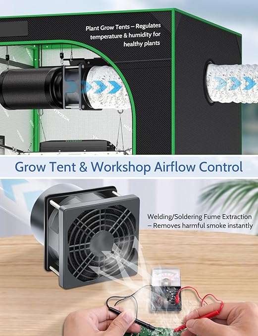 Wathai 80mm Small 12V DC Axial Exhaust Fan with AC Adapter, 3 Inch Duct Fan for Fume Extractor, Soldering Smoke, 3D Printer Enclosure, Laser Engraver Dual Ball High Airflow