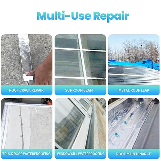 ADHES Upgrade Butyl Tape Waterproof Tape, 1.2mm Thick, 2 inch x 16 feet, Aluminum Foil Tape Butyl Sealant Tape for RV Repair, Window, Boat and Pipe Sealing, Glass & EDPM Rubber Roof Patching,Silver