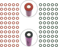 Maxmoral 100pcs 18650 Lithium Battery Insulator Rings Hollow Paper Pad Electrical Insulation Ring Adhesive Cardboard Sticker (Red+Green)