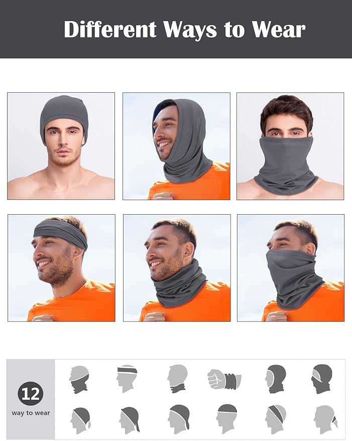 Geyoga Neck Gaiter Bandana Face Mask Summer UV Protection Cooling Breathable Face Mask Neck Scarf Balaclava for Men Women