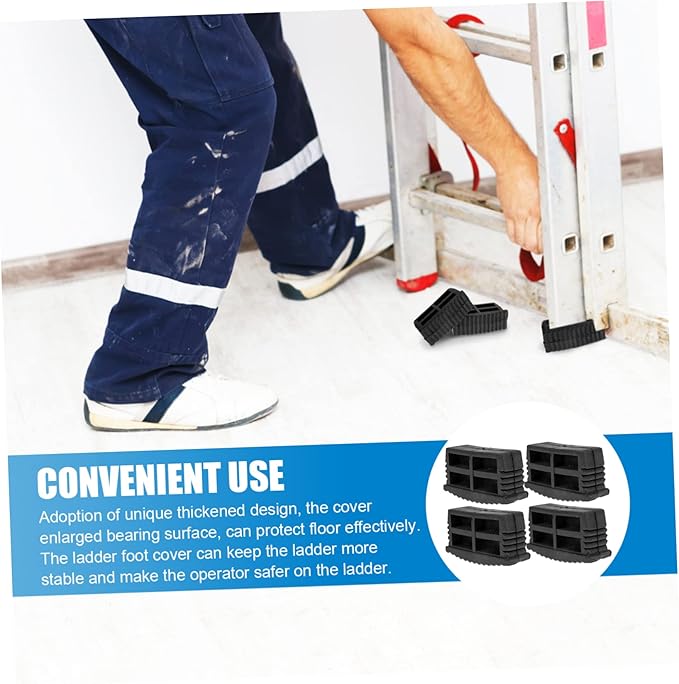 STOBOK 4pcs Non-Slip Rubber Ladder Feet Covers Sturdy Anti-Slip Mats for Extension Ladders Safety Accessories for Home and Construction