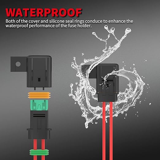 DaierTek Inline Fuse Holder 12V 12 AWG Waterproof ATC/ATO Blade Fuse Holder with 20 Amp 30 Amp 40 Amp Inline Fuse Heavy Duty in Line Fuse Holder for Marine Automotive Vehicle -6Pcs