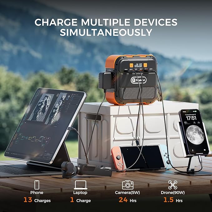 120W 98Wh Portable Power Station with 60W Solar Panel Kit