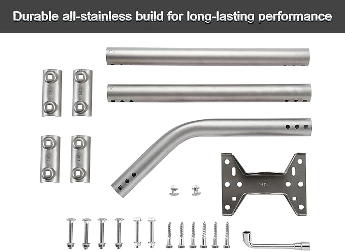 CEKAY Stainless Steel Antenna Mount (1.5" x 51"), Heavy-Duty Adjustable J-Pole Mast for TV Antenna, Starlink, Satellite Dish, or Weather Station, Universal Wall, Eave & Roof Mounting Bracket