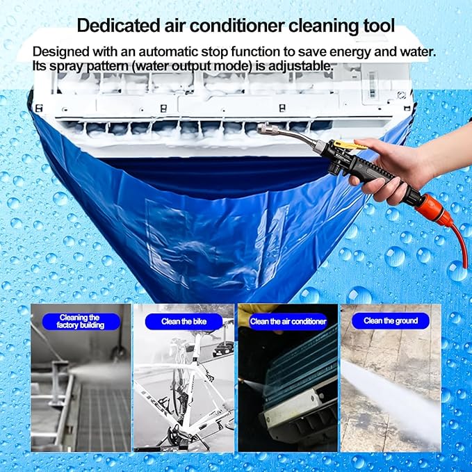 Ac Cleaning Bag With Support Rods, Air Conditioner Cleaning Kit with Strong Washing Tool, Ac Cleaning kit, Minisplit Cleaning Kit, Air Conditioning Water Bag Kit Universal for Home AC Cleaning