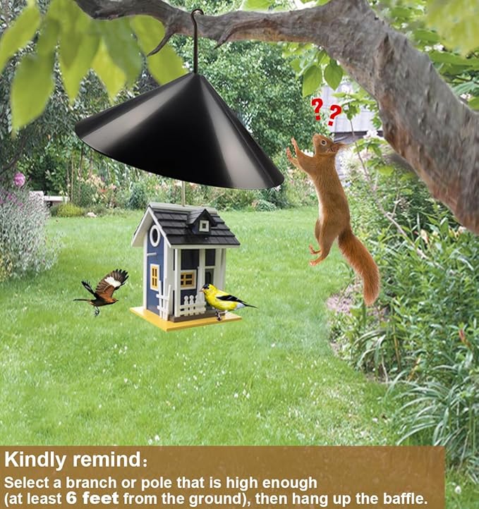 Garbuildman Squirrel Baffle for Bird Feeder Pole, Outside Hanging Mount Bird House Guard for Outdoor Shepherd’s Hook,19 Inch Diameter, 1 Pack
