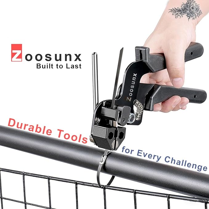 11.8 Inch Black Metal Zip Ties, 100PCS Epoxy Coated 304 Stainless Steel Cable Ties - Heavy Duty Outdoor Use for Fencing, Exhaust Wrap, Machinery, and More.