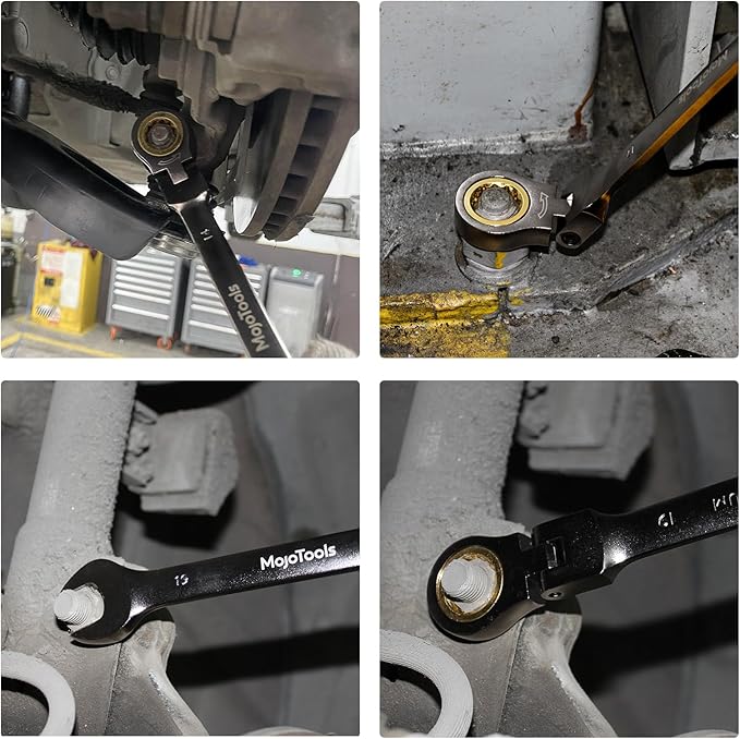 10mm Flex-Head Ratcheting Combination Wrench, 72-Tooth, Chrome Vanadium Steel, Professional Automotive & Mechanic Tools, High-Torque, Ergonomic Hand Tools, SAE, 12-Point Box-End