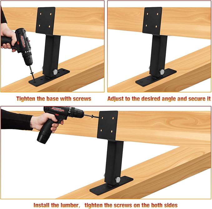 3 Pcs 4“x 4" Roof Riser Brackets Kit(ID 3.6"x3.6"),Heavy Duty Adjusted Within A Range of 0 to 180 Degrees Pergola Roof Riser Beam Bracket Fit 4x4,4x6 Lumber for Roof Pergola Gazebo Patio Cover