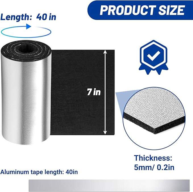 40"x7" Battery Insulation Kit, Universal Car Battery Insulation Blanket, Anti-Conductive Truck Battery Thermal Heat Shield Cover for Cold Weather Battery Protection (Thickness 5mm, 1PCS)