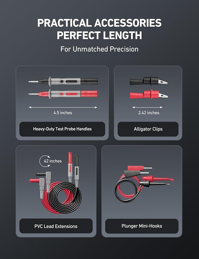 AstroAI 8Pcs Multimeter Test Leads Set with Alligator Clips, Plunger Mini Hooks and Test Probes 1000V 10A CAT III & CAT IV 600V for Fluke, KAIWEETS, INNOVA Multimeter, Voltmeter, Clamp Meter