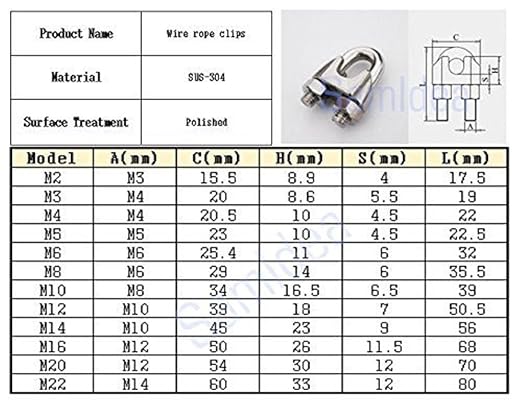 Luomorgo M2 1/16" Wire Rope Cable Clip Clamp 304 Stainless Steel Saddle Clamp Cable 12PCS