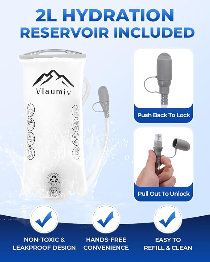 Running Vest with 2L Water Bladder, Hydration Backpack with Adjustable Straps, Lightweight & Breathable Design, Reflective Chest Pack for Men & Women, Ideal for Running and Cycling