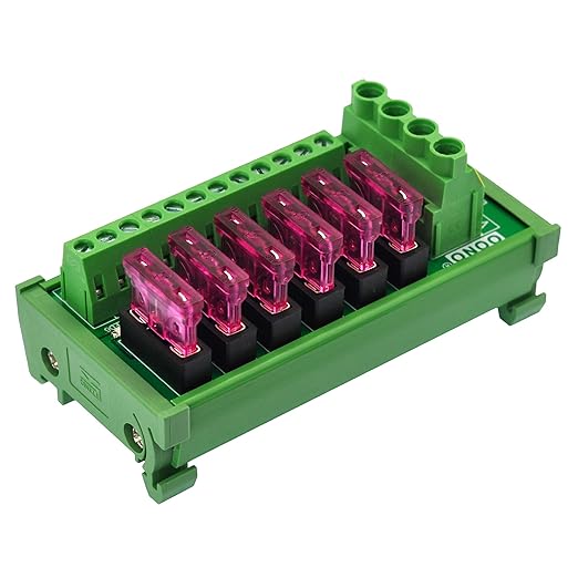 DC Power Fuse Distribution Strip Module (6 Position, DIN Rail Mount)
