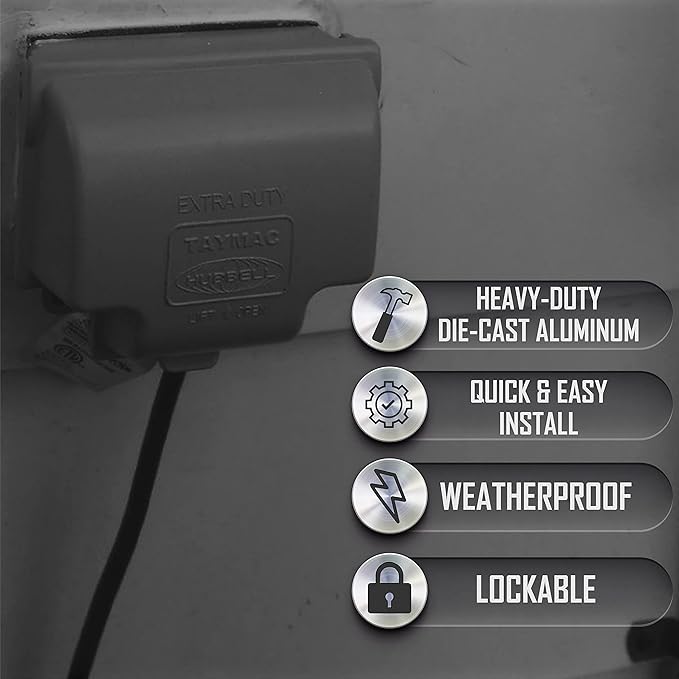 TayMac MX6200 RaynGuard Extra Duty Metal Weatherproof in-Use Cover, 2-Gang, Gray