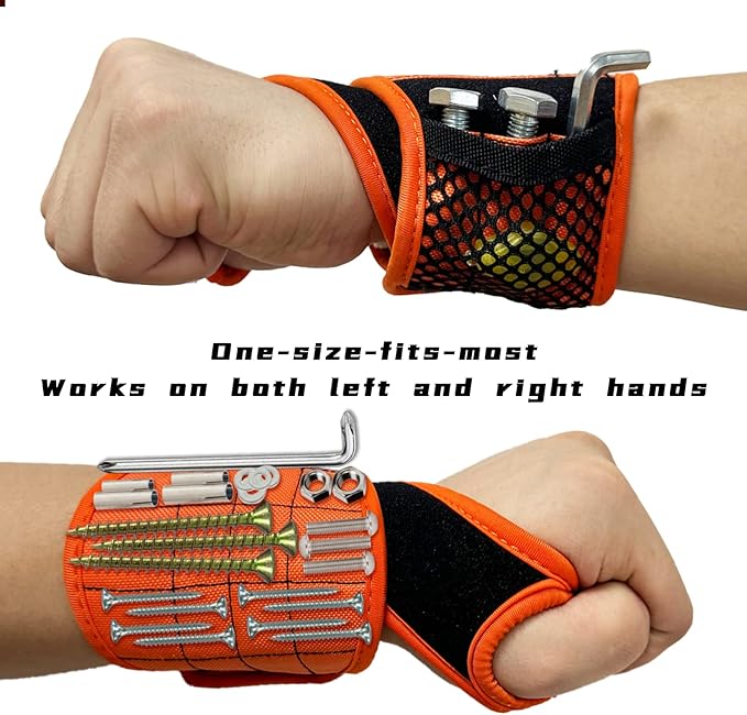 Magnetic Wristband with Flashlight & Magnet Pedal for Holding Screws, Magnetic Wristband Tool Belt for Holding Screws Nails Drill Bits, Cool Handy Gadget Gifts for Fathers, Husband Who Have Everything