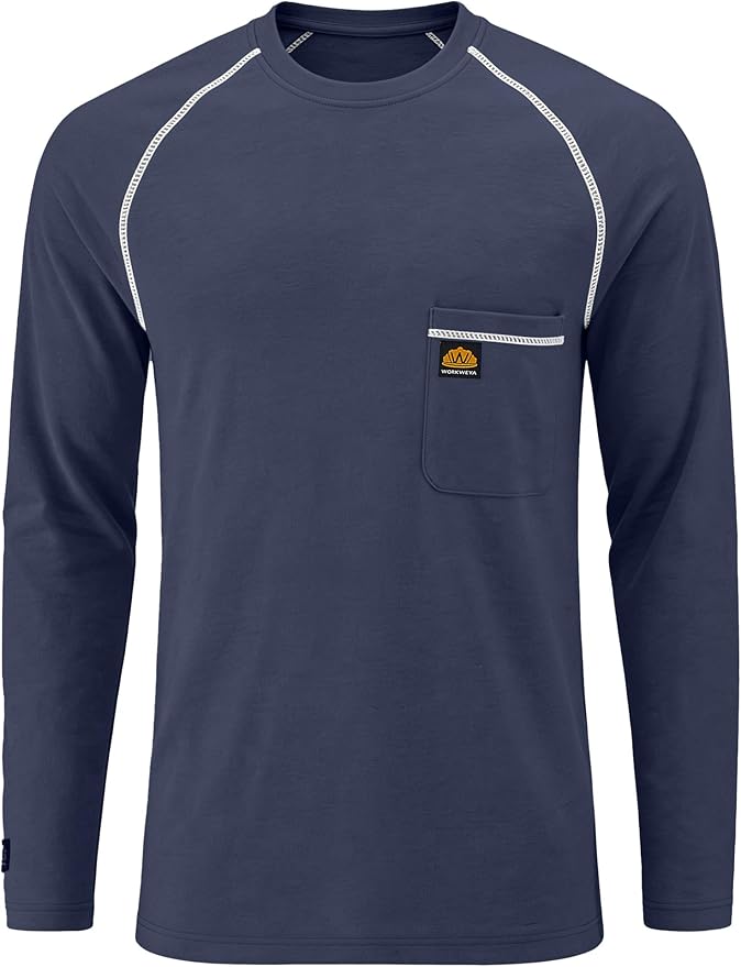 WORKWEYA FR Shirts Flame Resistant Shirt 6.5oz Men's NFPA 2112/CAT2 Long Sleeve Shirt