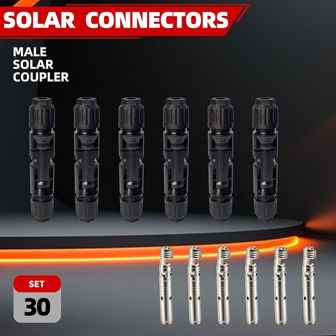 123 PCS Solar Crimper Tool Kit - Solar Panel Connector Crimping Tool with 60 Pairs Connectors,1 PCS Wire Crimper,2 PCS Multi-Functional Spanners Wrench for PV System Assembly and Installation