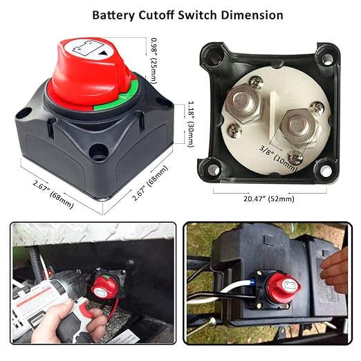 Battery Disconnect Switch Master, 12V-48V Waterproof Power Isolator On-Off Kill Switch 275Amps High Current for Car RV Marine Boat Truck ATV Vehicles