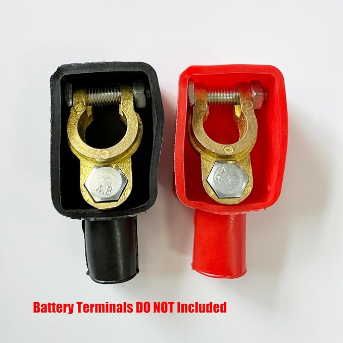 Ampper Top Post Flexible Battery Terminal Cover, Battery Terminal Clamp Insulator Protector W/Washers for Car, Vehicle, RV and Boat (Small, 2 Sets)