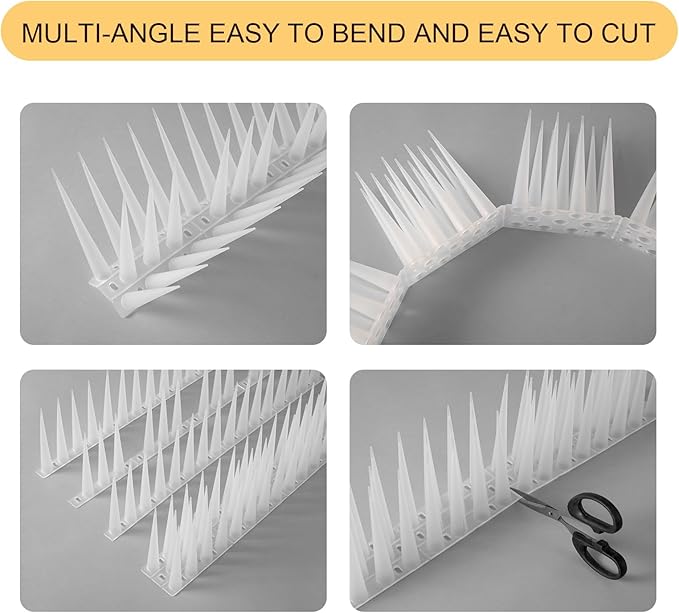 OFFO Bird Spikes Pigeon Outdoor Spikes for Cat Keep Birds Raccoon Woodpecker Away Covers 26 Feet(8.1m), Frosted White