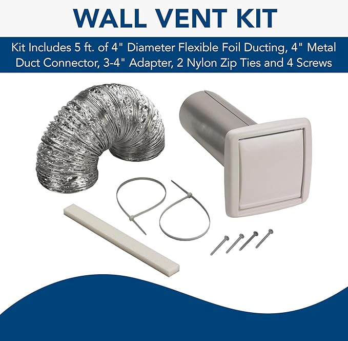 Broan-NuTone WVK2A Flexible Wall Ducting Kit for Ventilation Fans, Exhaust Fan 9-Piece Duct Kit, 4-Inch
