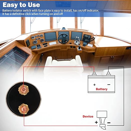 300A High Current Master Battery Disconnect Switch, 12-48V Power Cut Off Isolator with Face Plate for Vehicle, RV, Truck, Boat, Marine, ATV On/Off Battery Isolator