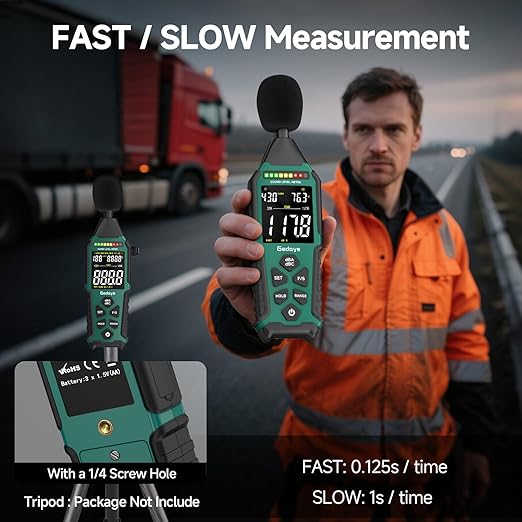 Power Supply Available Decibel Meter, Gedaye Sound Level Meter, A/C Weighted SPL Meter, Noise Measure Device 30-130dB, Noise Detector Sound Monitor Decibel Reader Classroom Factory Noisy Neighbor