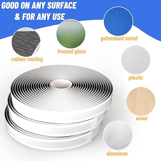 Black Butyl Seal Putty Tape 1 Inch x 30 Feet(4 Pack),Leak Proof Butal Tape for RV Repair, Window, Boat Sealing, Glass and EDPM Rubber Roof Patching