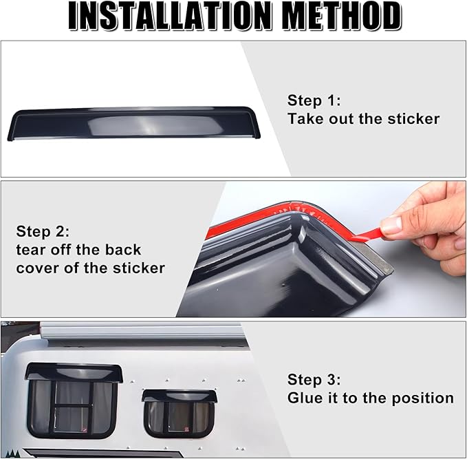 RV Visor Deflector, Rain Guard Extra Durable Sun Wind Air Side Vent Window Deflector Fits for 30inch Wide Window