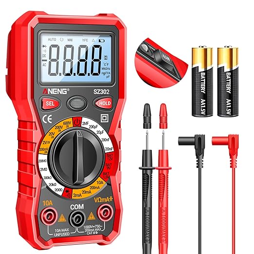 ANENG Multimeter with Backlit LCD,Ohm Volt Amp Meter,Non Contact Voltage Tester Measures DC AC Voltage,Current,NCV,Resistance,Continuity,Diodes,Electric Tools for Automotive Battery Test