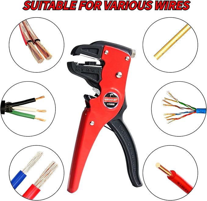 WISEUP Automatic Quick Strip Wire Stripper and Cutter,Eagle Nose Pliers (7-Inch) cable cutters，2 in 1 wire stripper cutter for Electrical Cables 、Electronic and Automotive Repair Tool