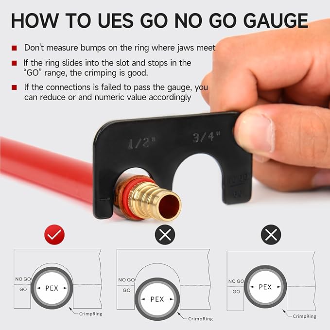 iCrimp Angle Head F1807 PEX Pipe Crimping Tool for Copper Rings - 1/2&3/4-inch Two Crimper Set with 9.5" Groove Joint Pliers, PPR Cutter, 20PCS 1/2" and 10PCS 3/4" Copper Rings