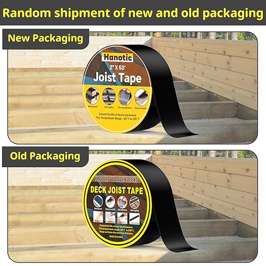 Joist Tape for Decking 2'' X 50', 10 Rolls Weather Resistance Butyl Tape, Waterproof and Anti-Corrosion, Self-Adhesive for Wood Joists Decks Beams Roof Rv