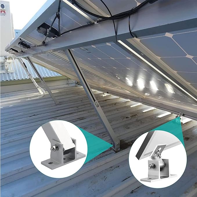 Adjustable Solar Panel Tilt Mount Bracket Base Solar Panel Roof Mount Stand Tilt Angle 10°-60° Individually Flat Roof Mount Holder for Roof Boat Flat Surface Installation