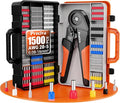 Preciva Ferrule Crimping Tool Kit with 1500PCS Wire Connectors, Hexagonal Crimping Pliers for AWG 28-5 Crimper Adjustable Ratcheting Wire Crimping Tool