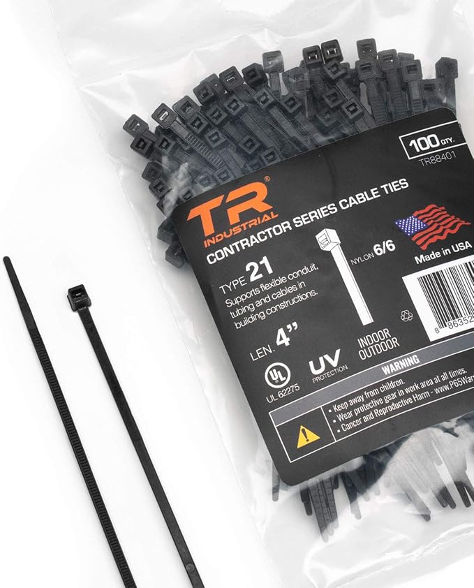 TR Industrial Contractor Series UV Cable Ties (100-Piece), 4", Type 21, Made in USA