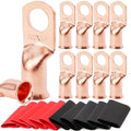 TKDMR 10pcs 2/0 AWG-1/2 Battery Lugs,Heavy Duty Wire Lugs,Ring Terminals,Battery Cable Ends,0 Guage terminals,Battery Terminal Connectors with 10pcs 3:1 Heat Shrink Tubing