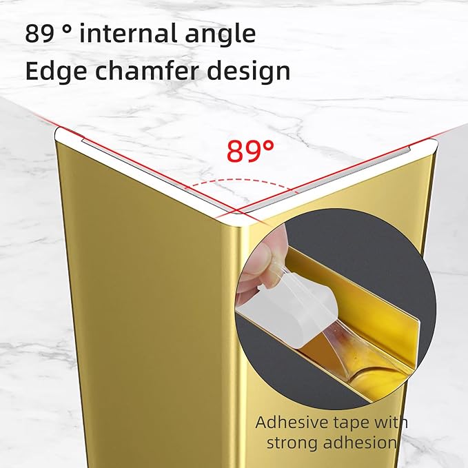 Golden Wall Corner Protector, 4Pcs, Length 35.4in, Width 3/8in - Self Adhesive Metal Corner Protector for Aluminum Trim molding, Cabinet Edge Guard