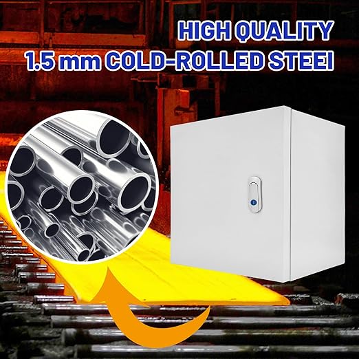 Outdoor Electrical Box 16 x 16 x 8”D NEMA 4X Enclosure Steel Box, Waterproof & Dustproof Outdoor/Indoor Lockable Electrical Junction Box, with Mounting Plate