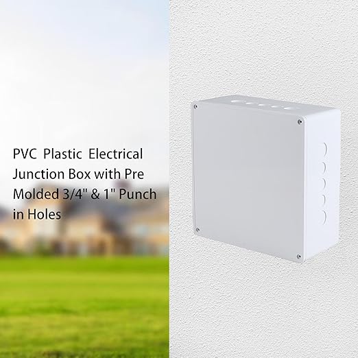 9" x 9" x 4" Junction Box with Pre Molded 3/4" & 1" Punch in Holes Electrical Boxes Waterproof Project Junction Conduit Box for Electrical Enclosure Outdoor