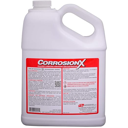 CorrosionX Rust Inhibitor, Industrial-Strength Dielectric Corrosion Prevention, Lubricant & Penetrant for Marine, Automotive, Electronics & RV Use, Protects Bolts, Cables, Engines, Parts, 1 Gallon