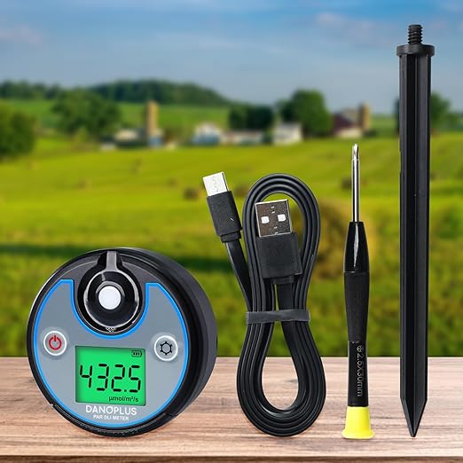 PAR Meter 2 in 1 PAR DLI Meter with Data Logging, Record and Export 5 Years of Data, 400-700nm PPFD Meter Sunlight Meter Measure PPFD and DLI (Daily Light Integral), Light Measurement Tool for Plants