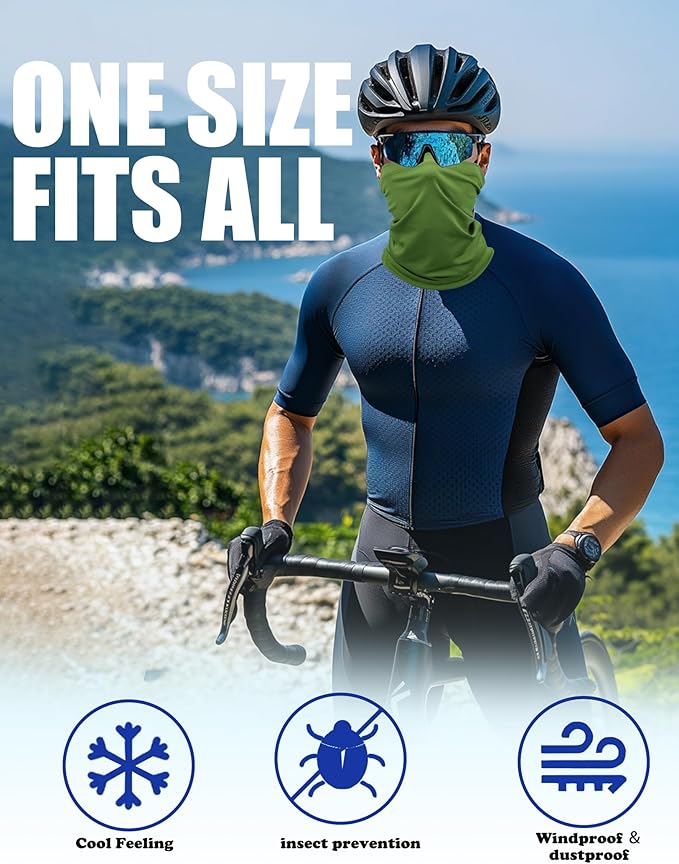 JHYWELL Cooling Neck Gaiter Face Mask, UV Protection Masks Gator, Windproof Bandana for Skiing, Fishing, Hiking, Cycling