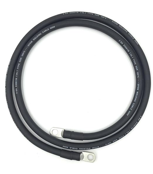 2 AWG Gauge Premium Battery Cables, Made in The USA, Positive or Negative, Red or Black, Replacement Battery Cables for Car, Truck, RV, Solar (12ft - 5/16" Lugs, Black)