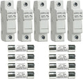 HQRP Combo: 5-Pack Solar PV CFPV-32 DIN Rail Fuse Holder, 1-32Amp, 1000VDC and 8-Pack Photovoltaic Fast Acting Fuse Links CFPV-1038, gPV Type, 20 Amp 1000V DC, 10x38mm, 20kA IR, Solar PV Ceramic Fuses